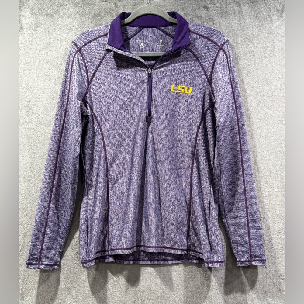 Antigua Women's Size M LSU Colosseum Purple 1/4 Zip Front Pullover Long Sleeve